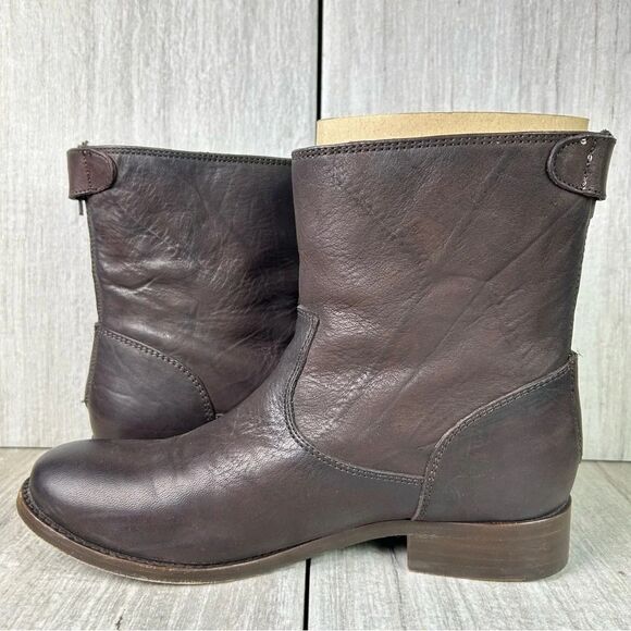 Frye Melissa Button Zip Up Short Ankle Bootie Brown Leather Shoe Womens Size 6 B - Picture 2 of 11